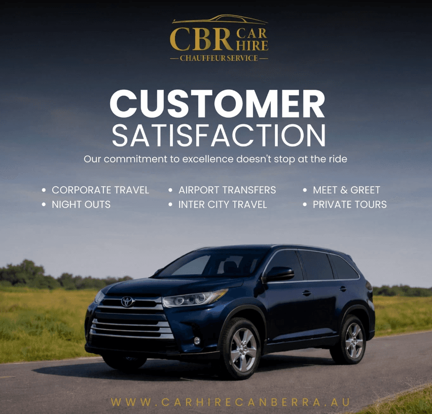 Customer Satisfaction: dark SUV on an open highway with the amber brand accent